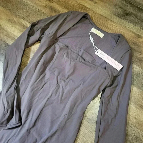 NWT Qinsen Dark Gray Square Neck Wide Leg Jumpsuit Size Medium - Picture 3 of 11